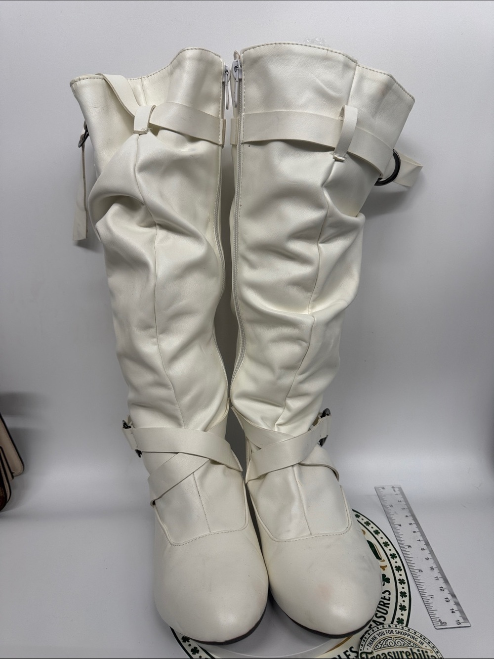 Source Unknown White Knee-High Heeled Boots 8 (40)